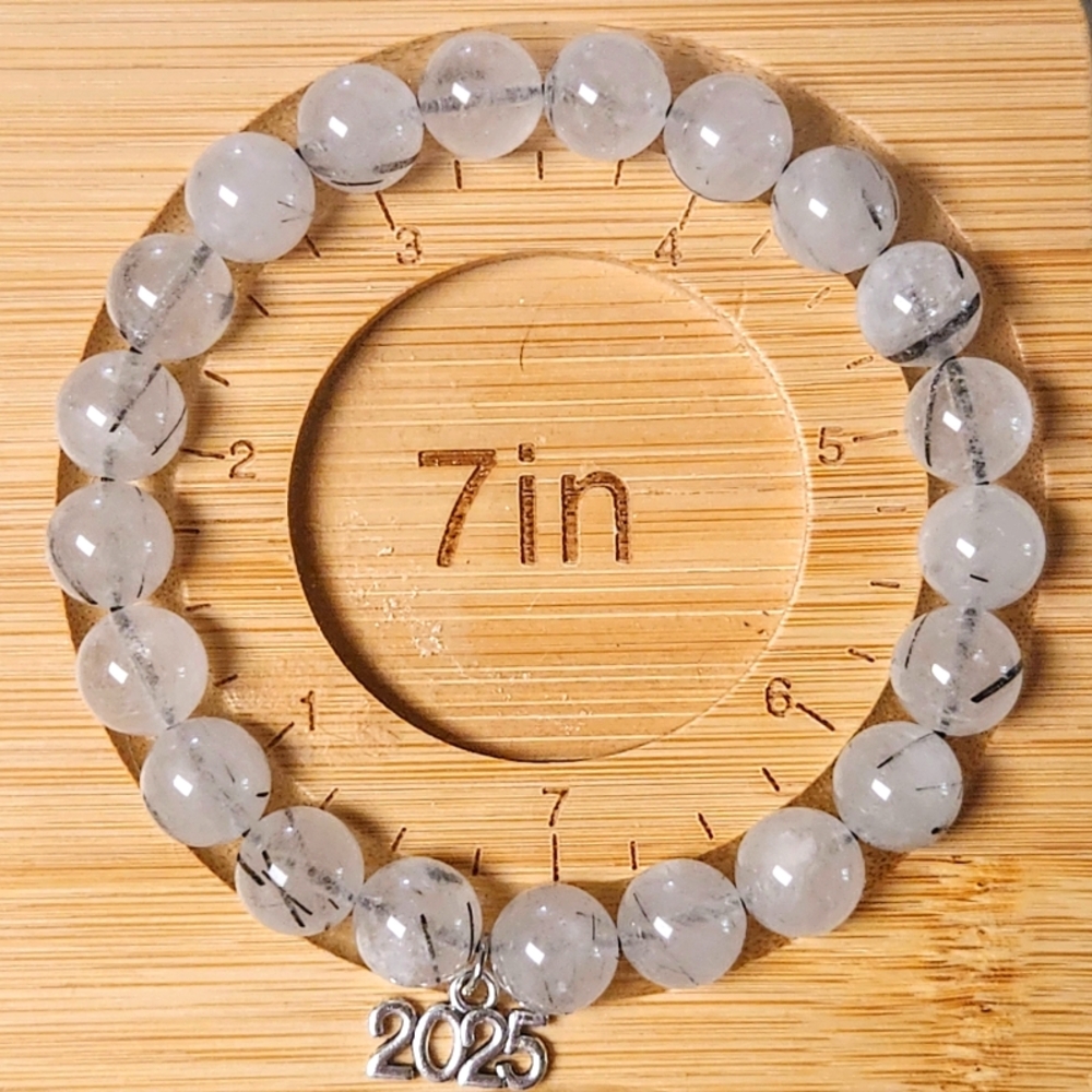 2025 Graduation Black Rutilated / Rutile Quartz Crystal /Gemstone Bracelet Gift